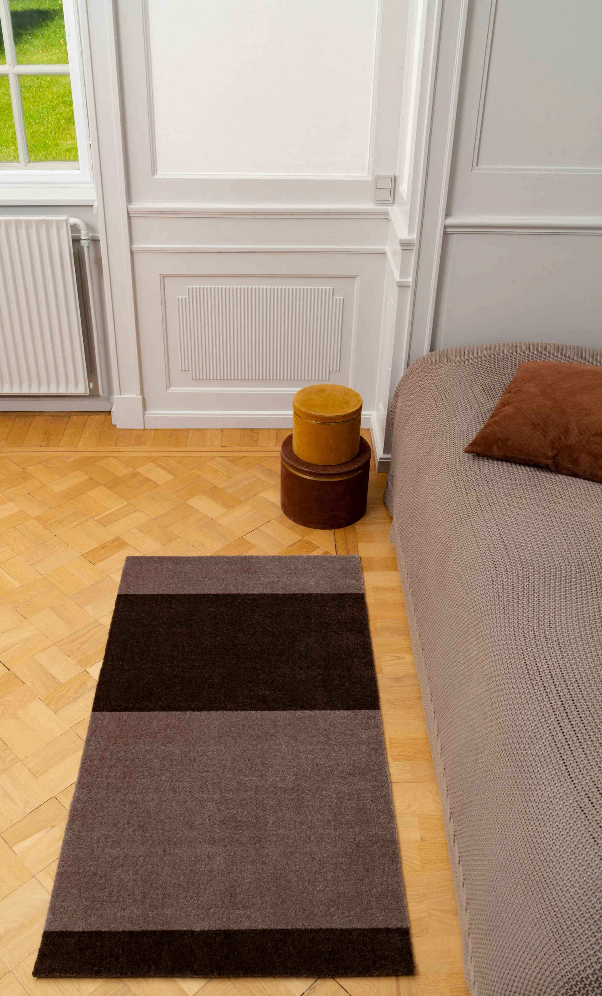 Stripes hallway rug horizontal, Sand-brown. 67x120 cm tica copenhagen