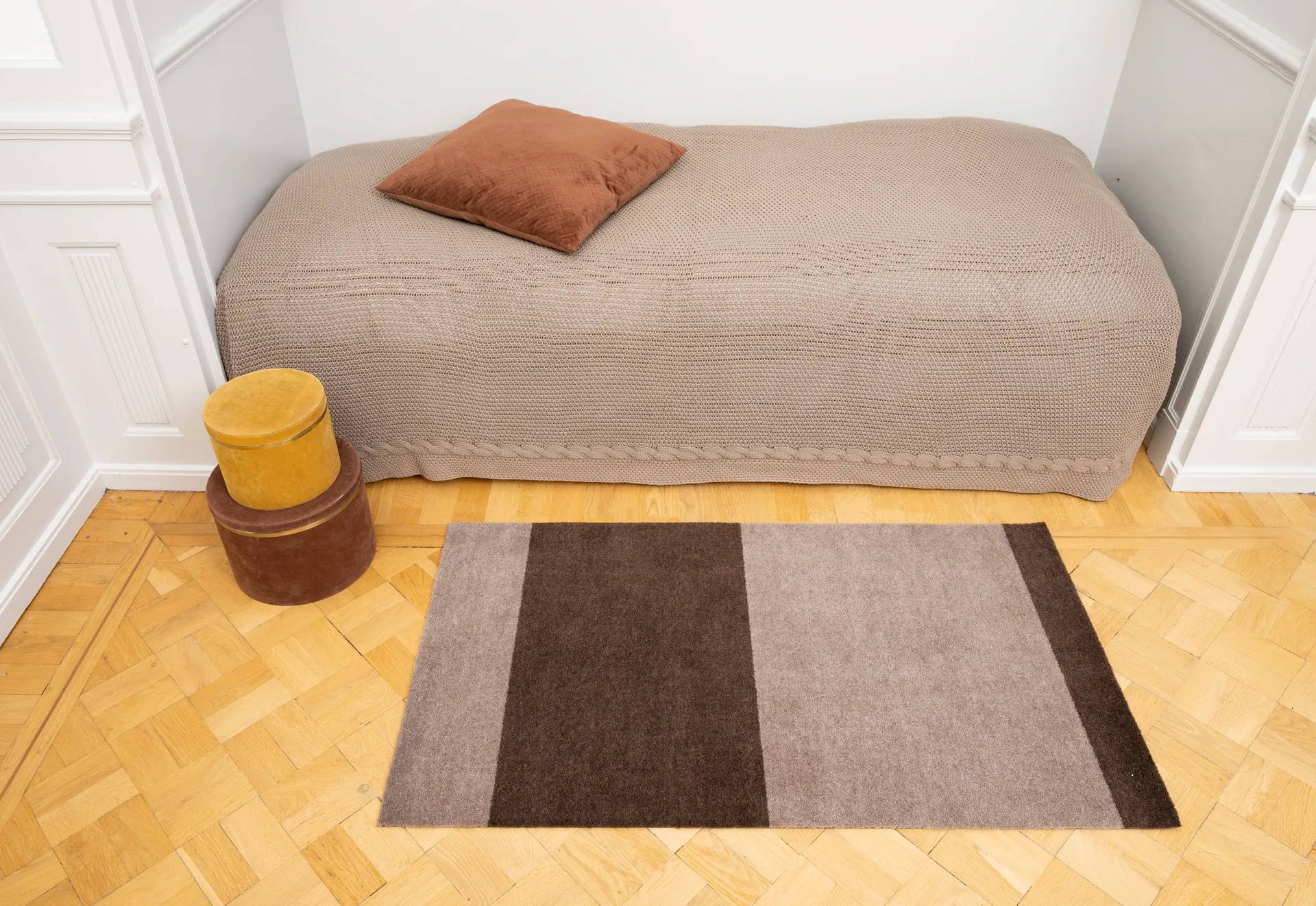 Stripes hallway rug horizontal, Sand-brown. 67x120 cm tica copenhagen