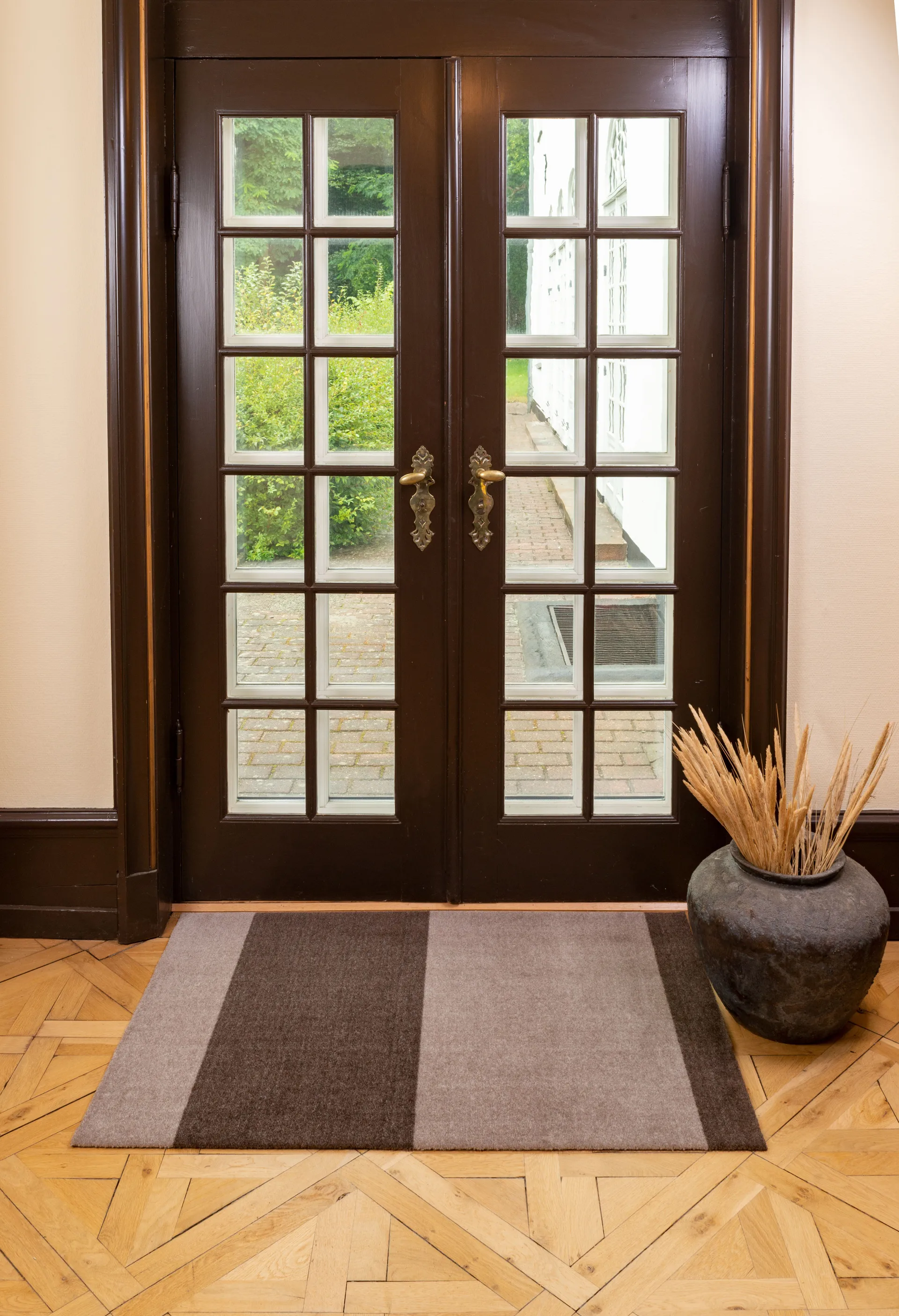 Stripes hallway rug horizontal, Sand-brown. 90x130 cm tica copenhagen