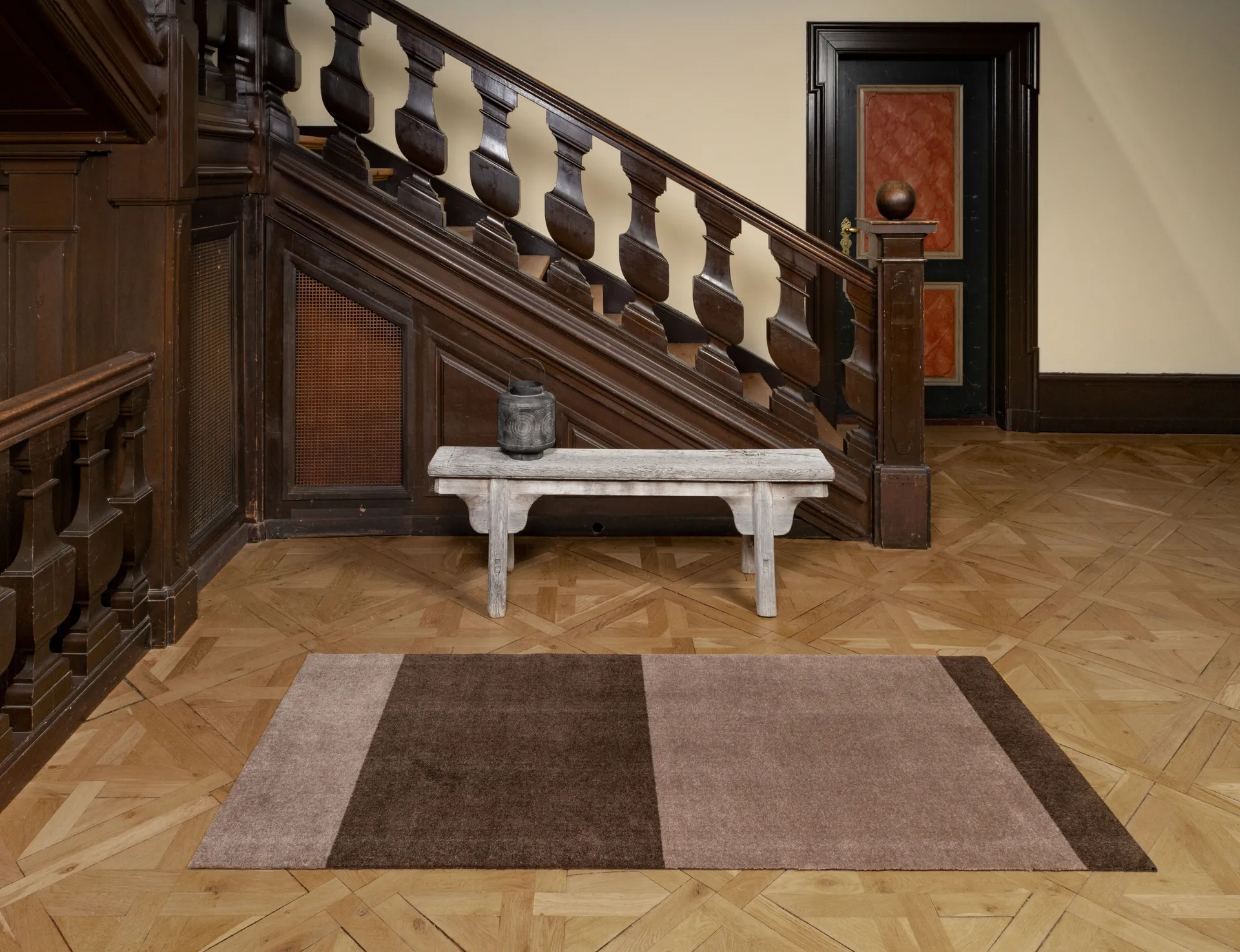 Stripes hallway rug horizontal, Sand-brown. 90x200 cm tica copenhagen