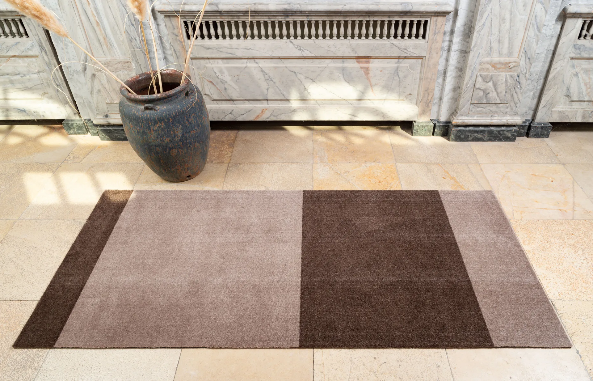 Stripes hallway rug horizontal, Sand-brown. 90x200 cm tica copenhagen