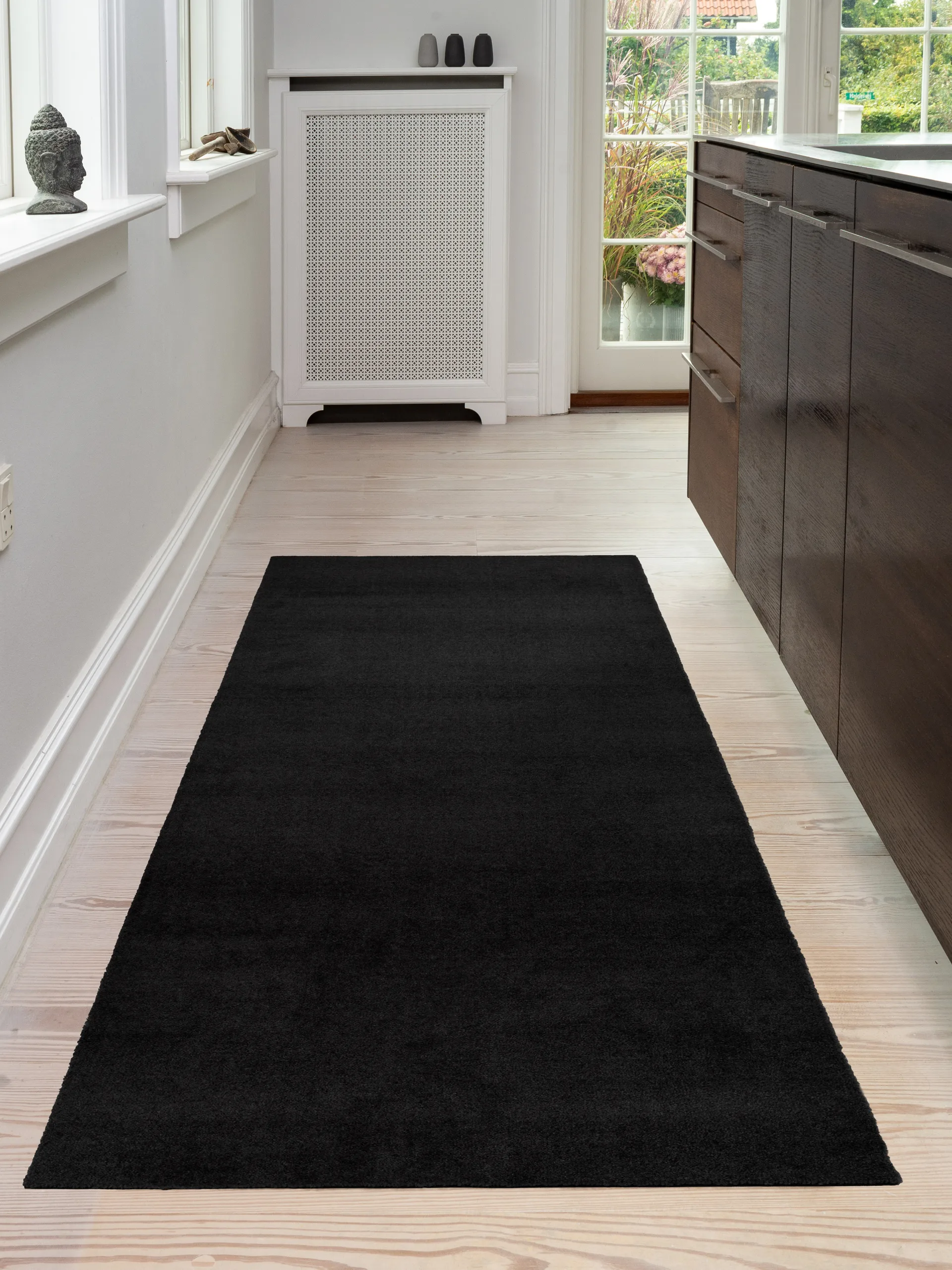 Unicolor hallway rug, Black. 90x200 cm tica copenhagen