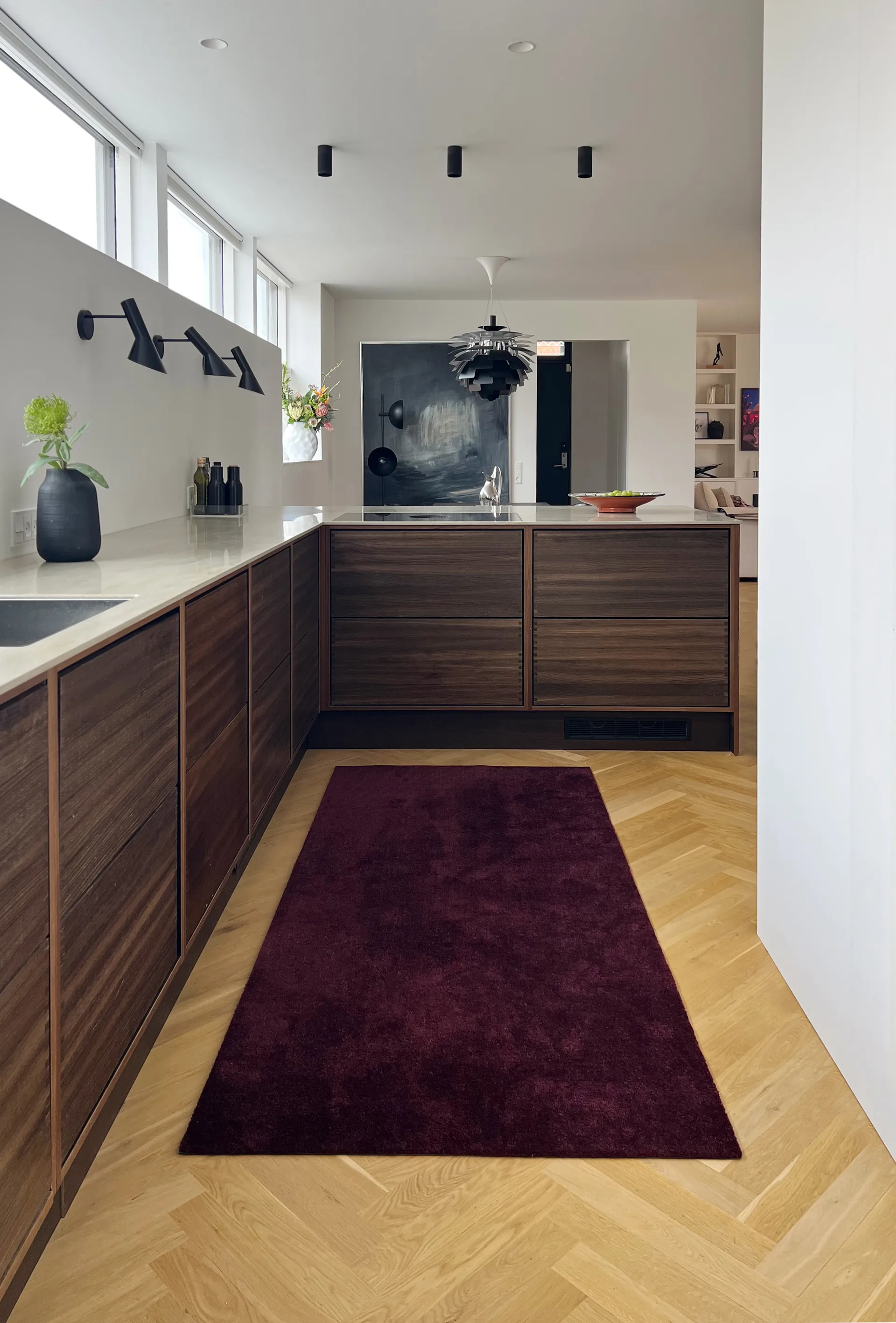 Unicolor hallway rug, Bordeaux, 90x200 cm tica copenhagen