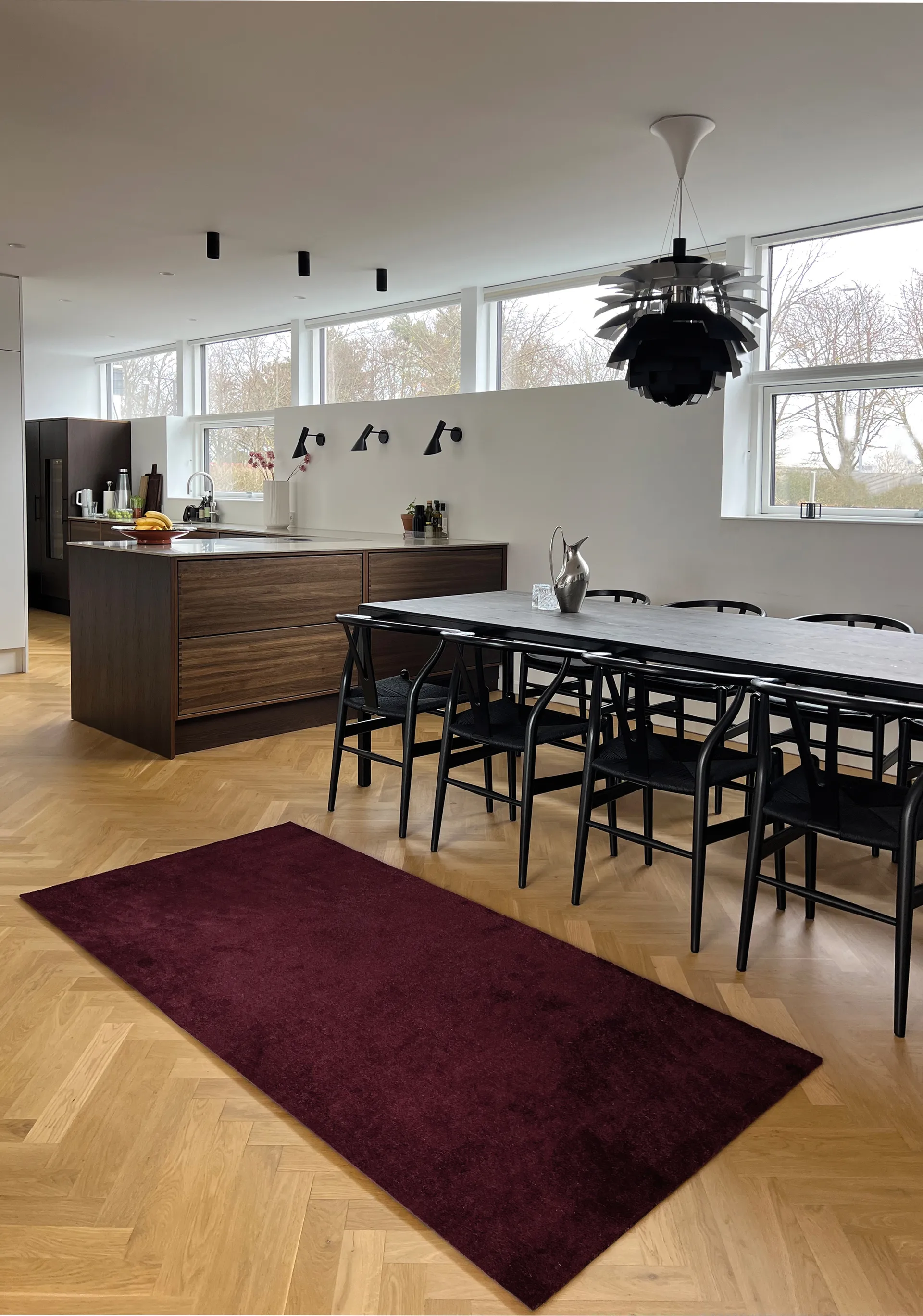 Unicolor hallway rug, Bordeaux, 90x200 cm tica copenhagen