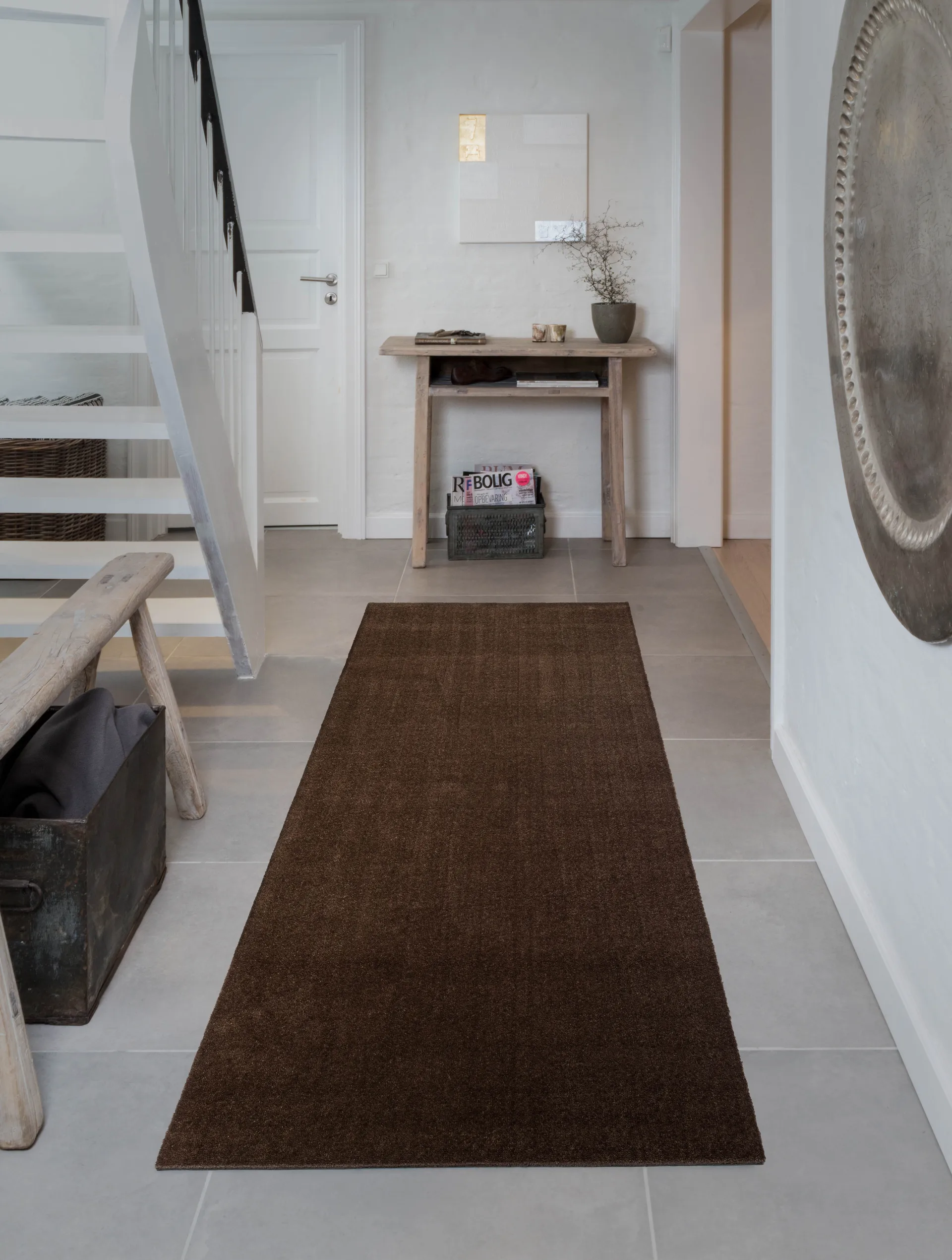 Unicolor hallway rug, Brown. 90x200 cm tica copenhagen