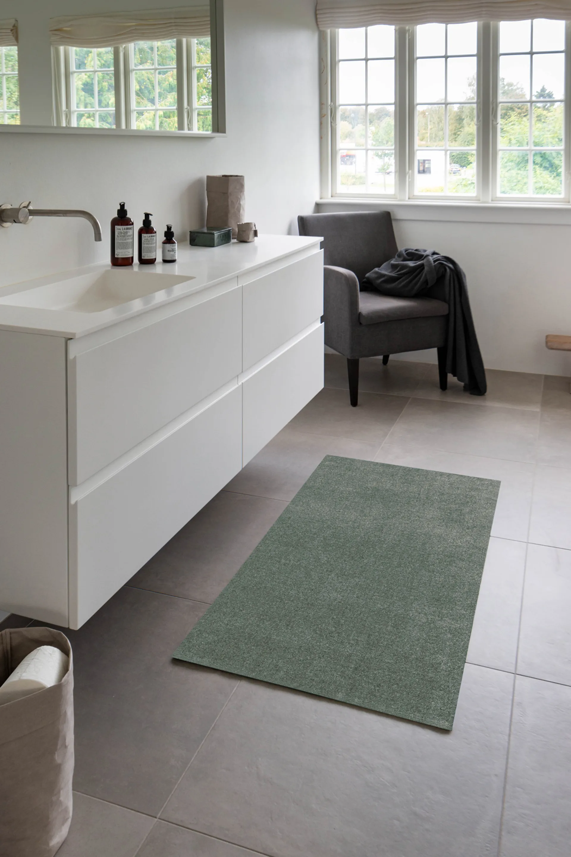 Unicolor hallway rug, Dusty green. 67x120 cm tica copenhagen