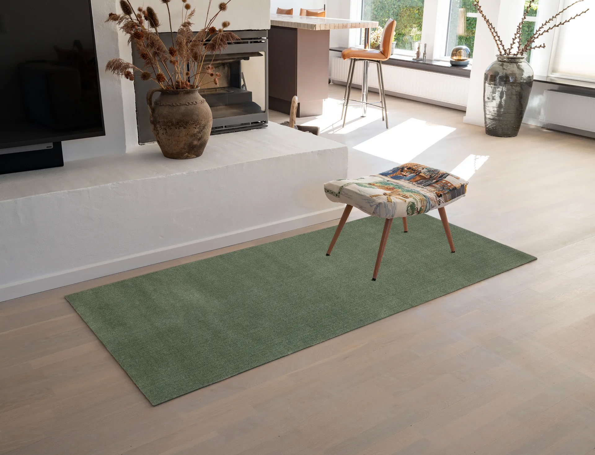Unicolor hallway rug, Dusty green. 90x200 cm tica copenhagen