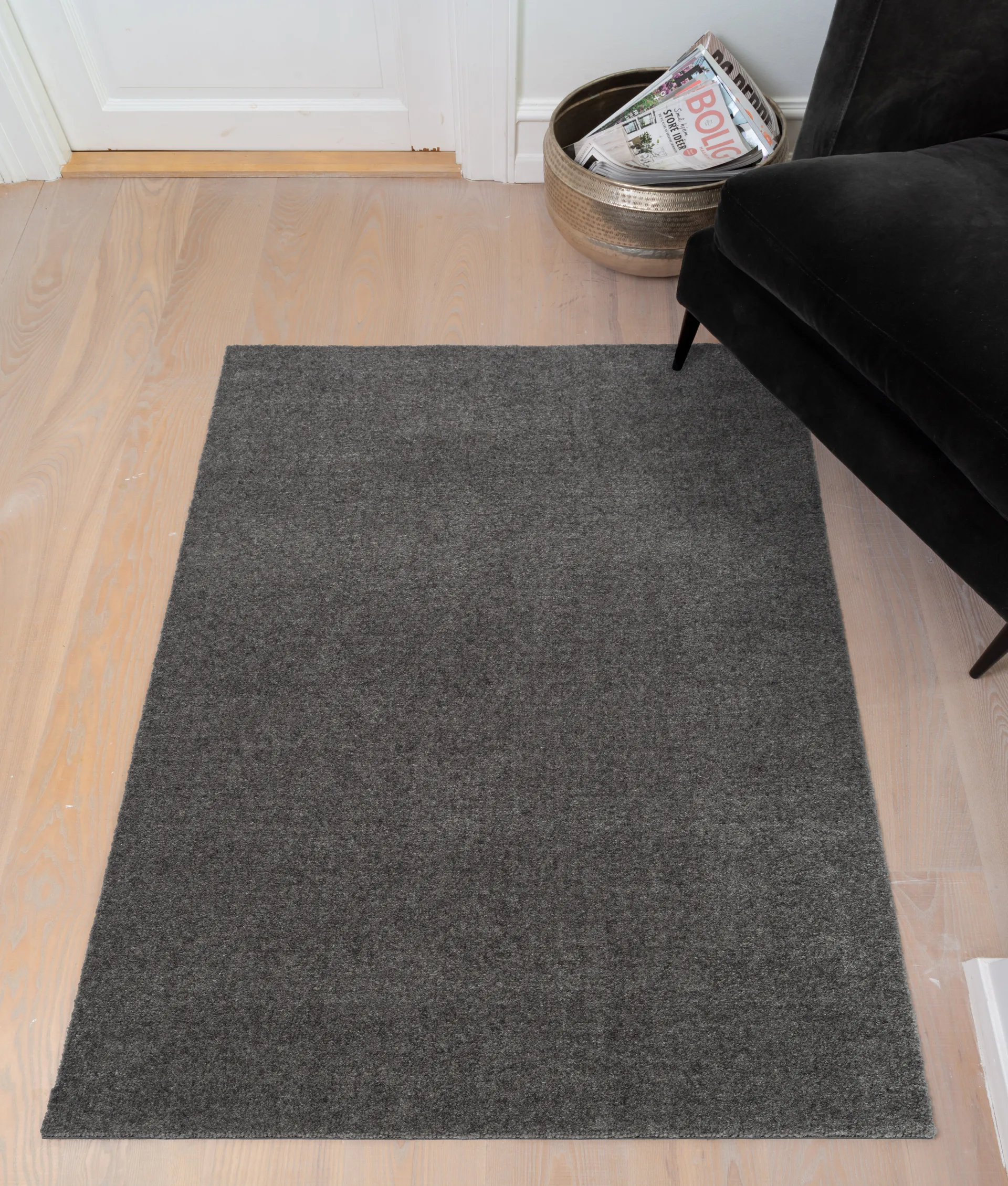 Unicolor hallway rug, Steel grey. 90x130 cm tica copenhagen