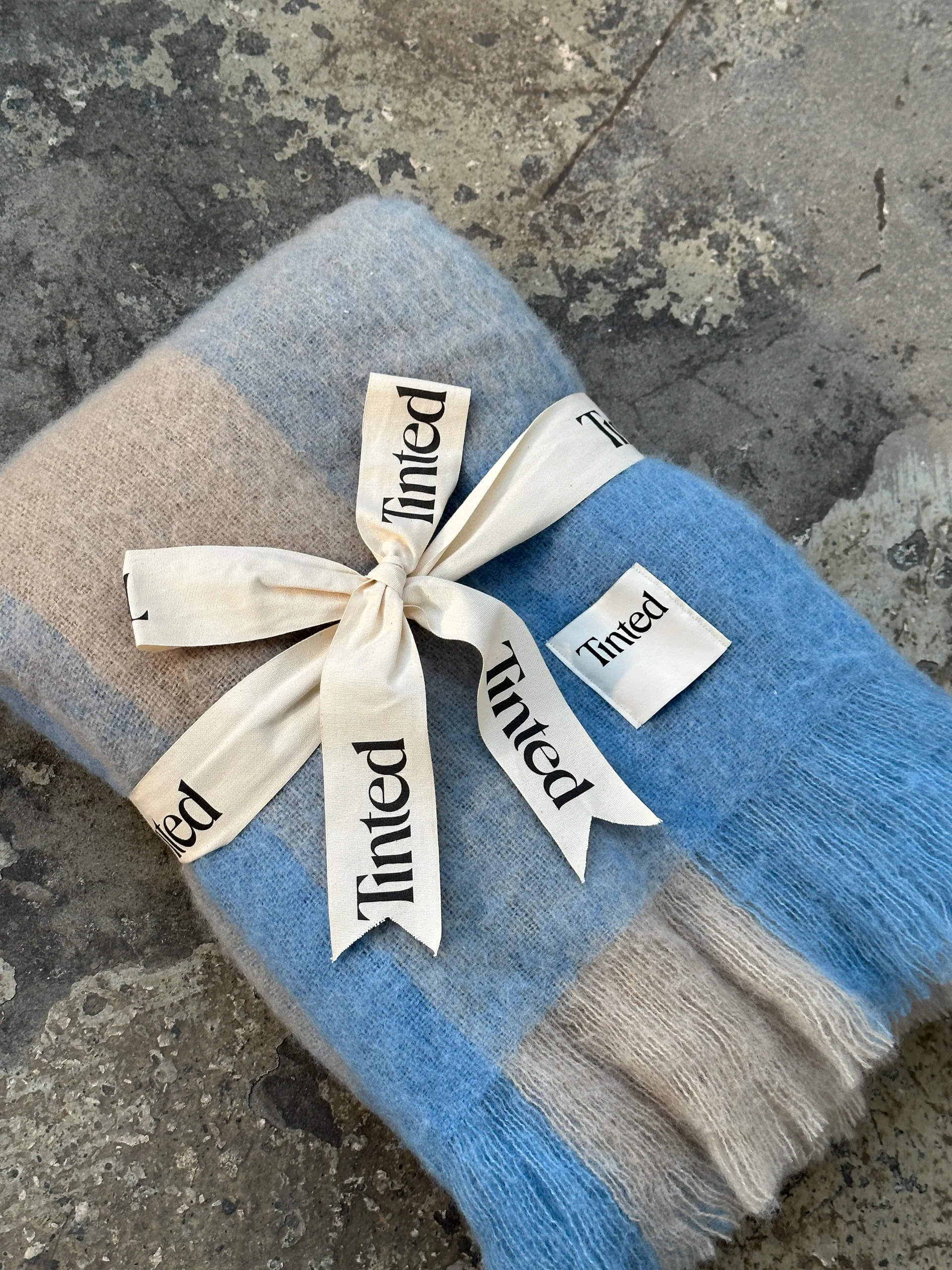 Ahlblom wool throw 130x170 cm, Beige-blue Tinted