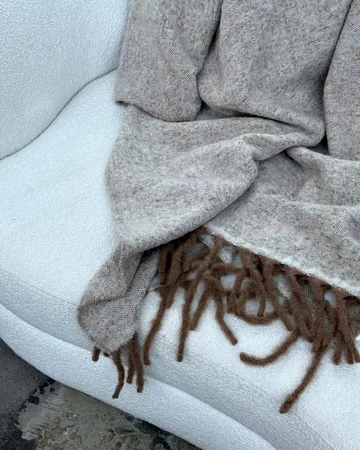 Fridh mohair throw - Brown–off white, 130x170 cm - Tinted