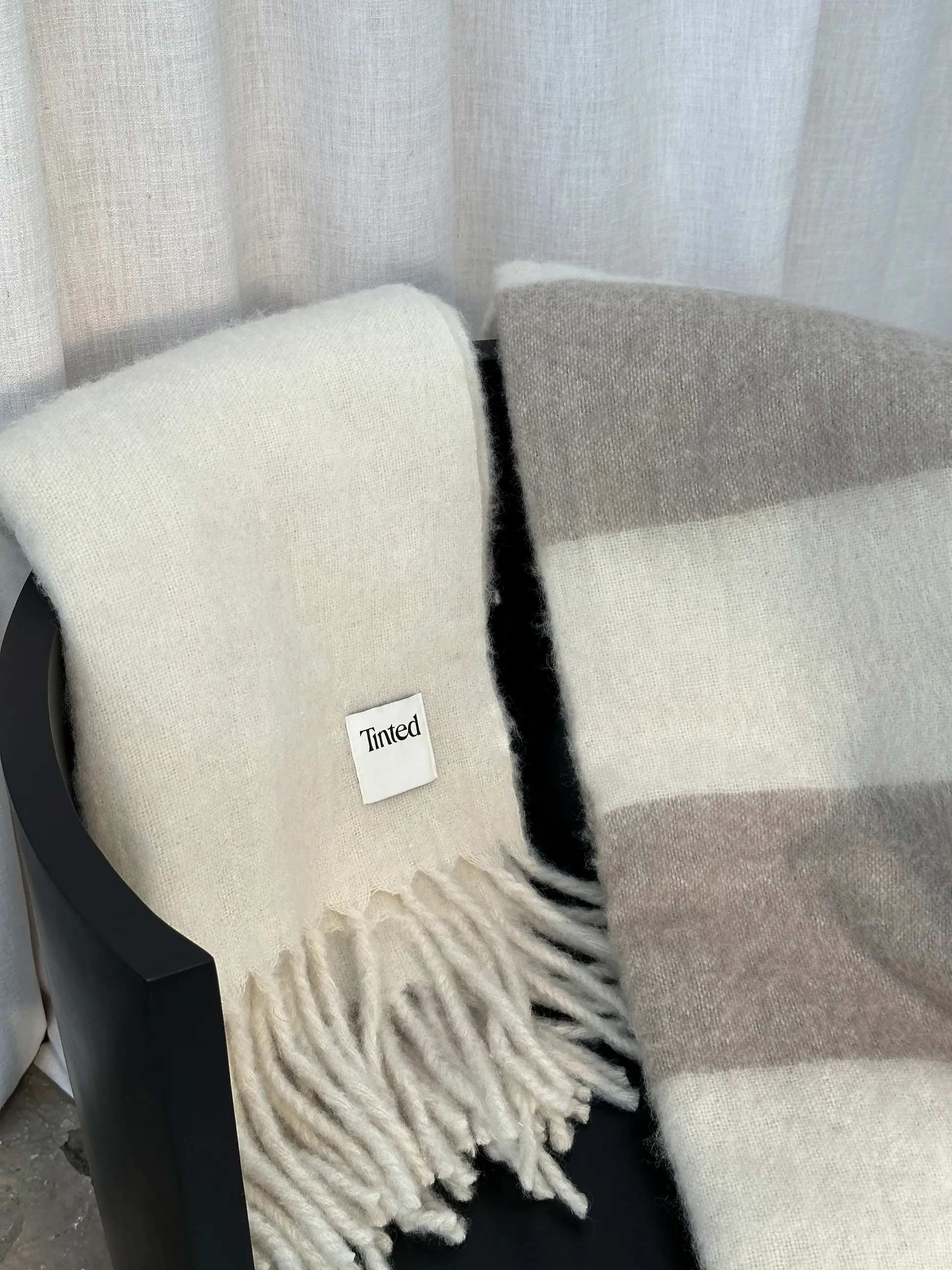 Hemple wool throw 130x170 cm, Beige-offwhite Tinted