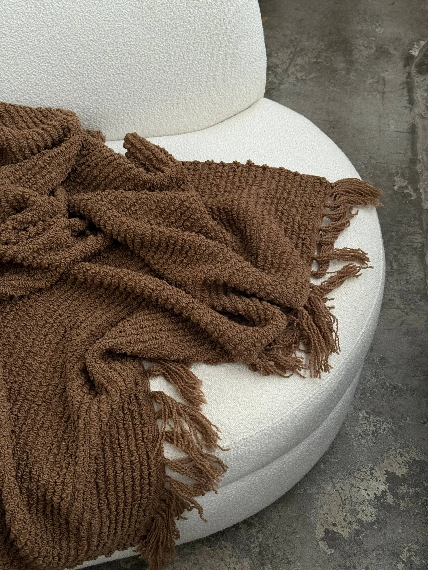 Janzen bouclé throw, Solid natural brown, 130x170 cm Tinted