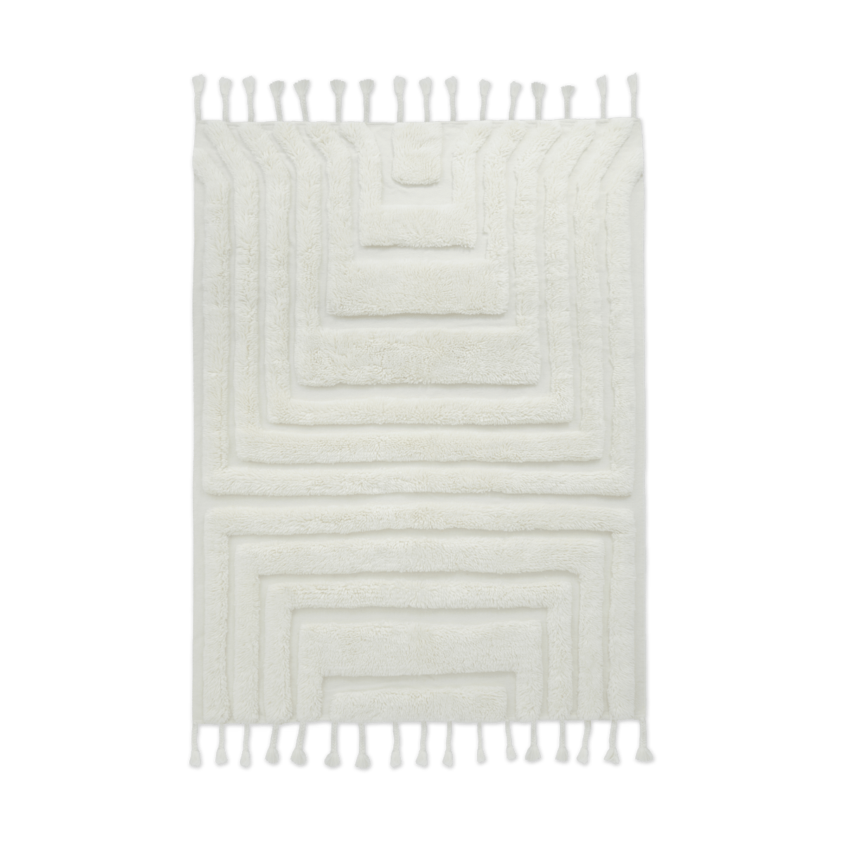 Tinted Kask wool carpet 250x350 cm Offwhite | Scandinavian Design | Fringe & Deep pile rugs | White