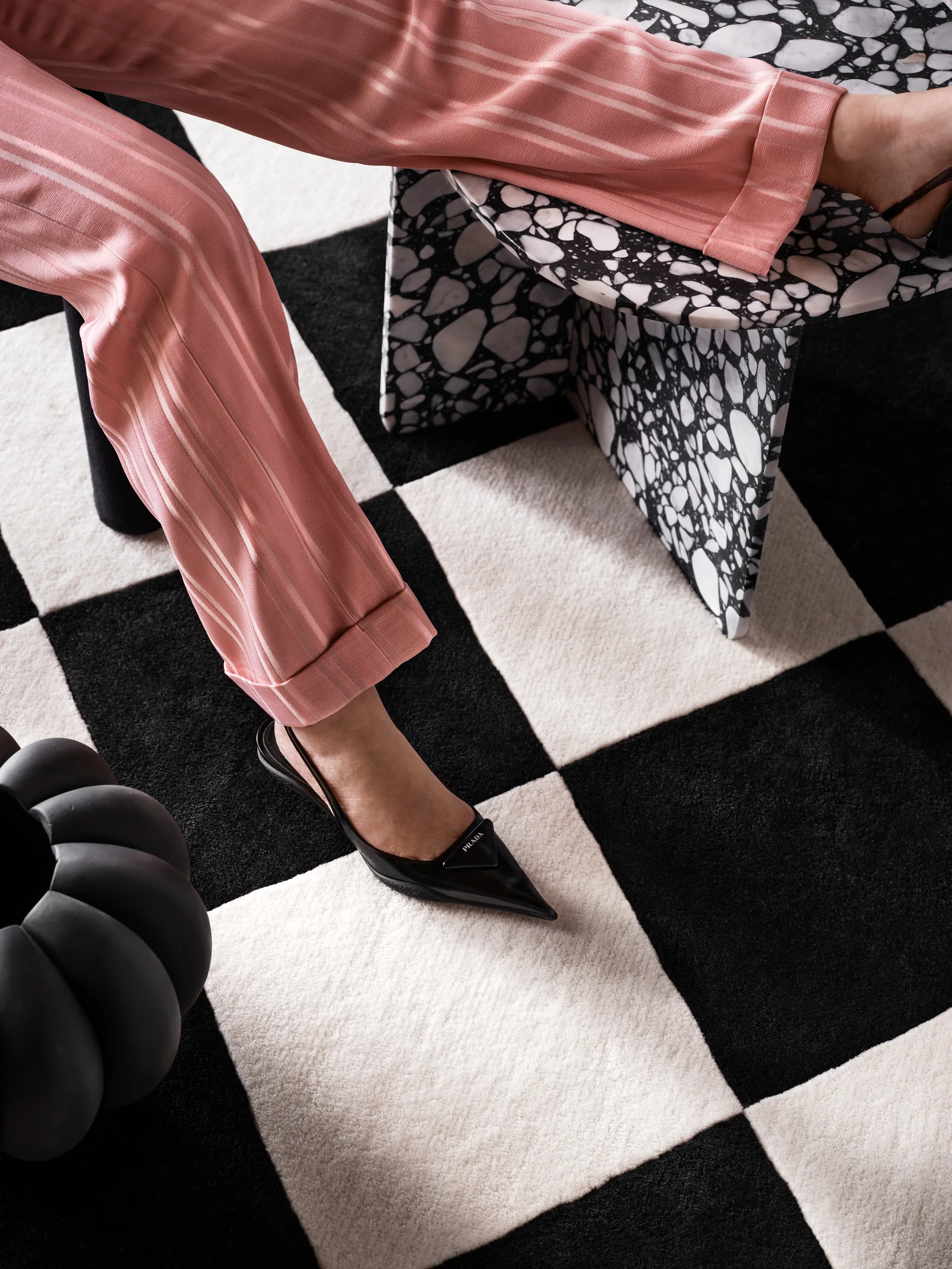 Tenman wool carpet 170x240 cm, Black-white Tinted