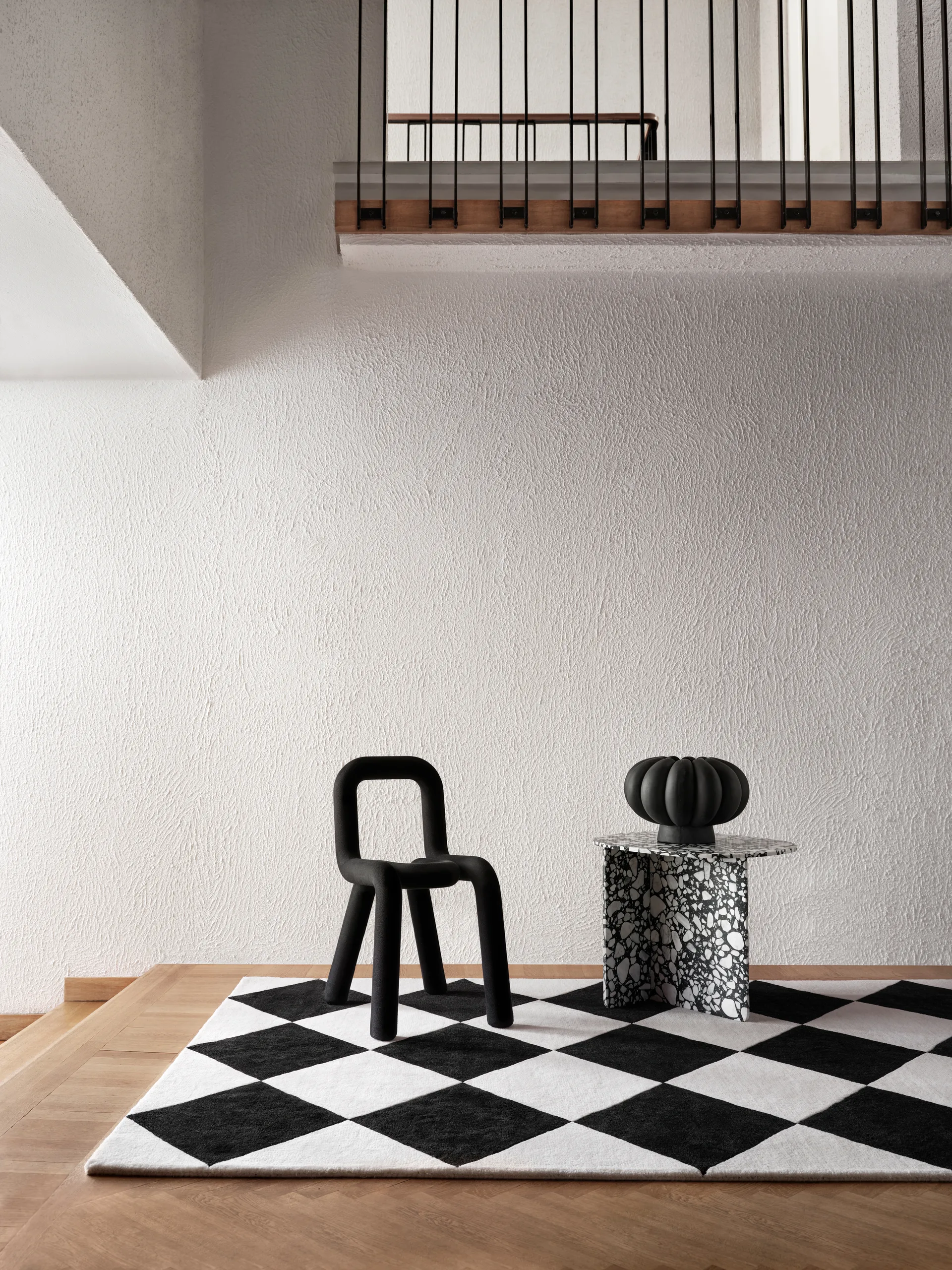 Tenman wool carpet 170x240 cm, Black-white Tinted