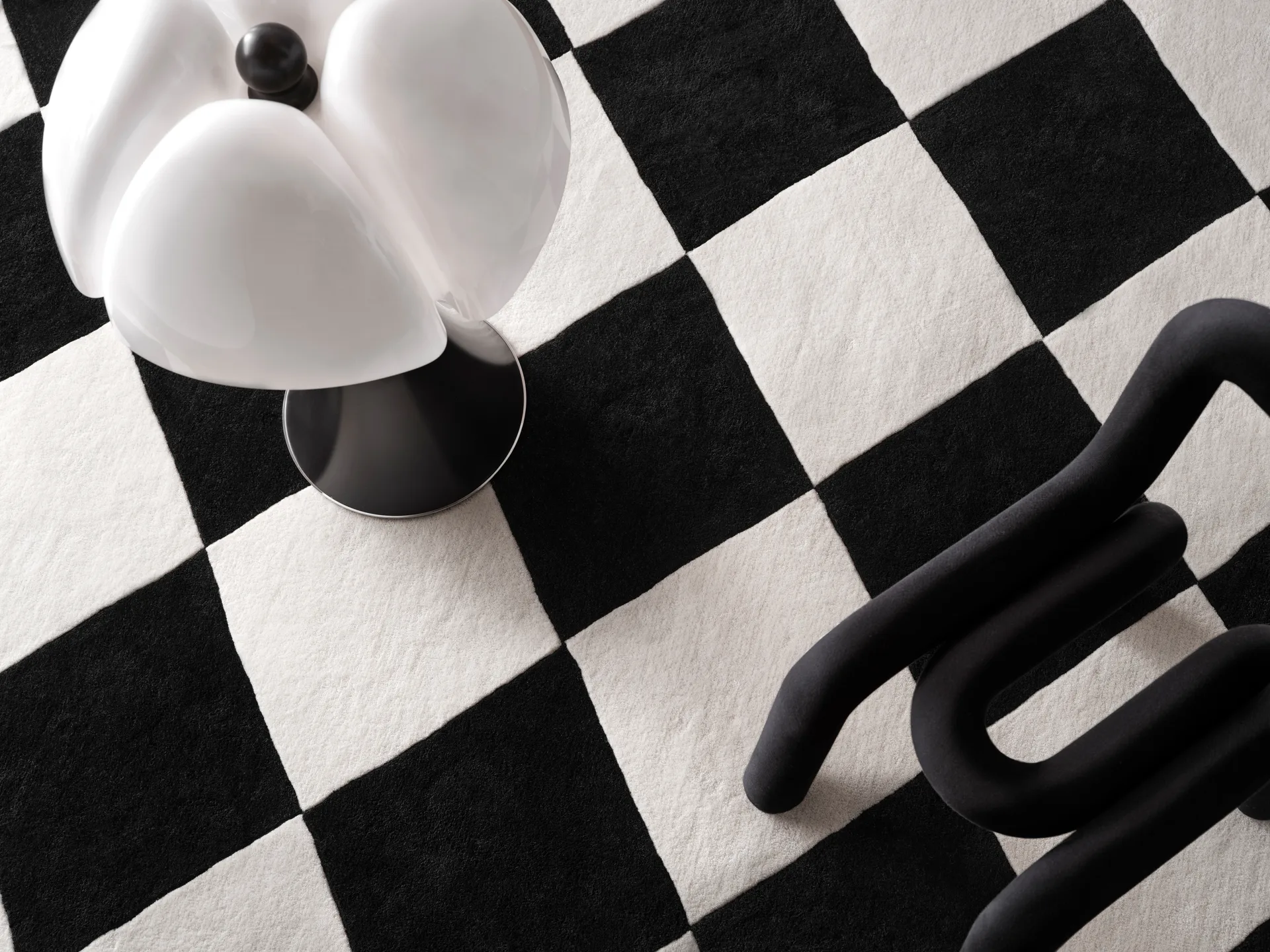 Tenman wool carpet 170x240 cm, Black-white Tinted