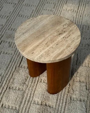 Vikman side table - Oak-beige travertine - Tinted