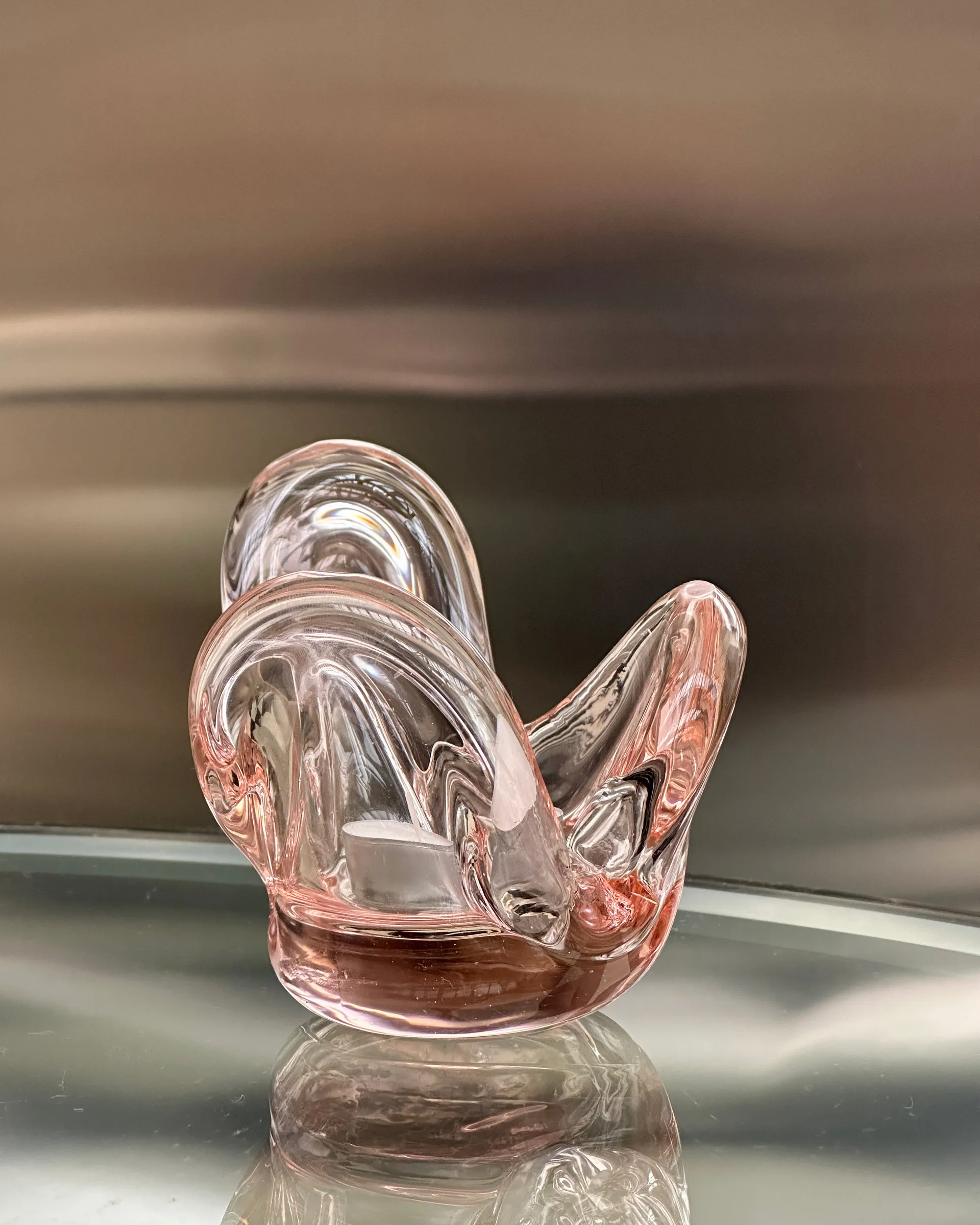 Visser Candle holder, Pink Tinted