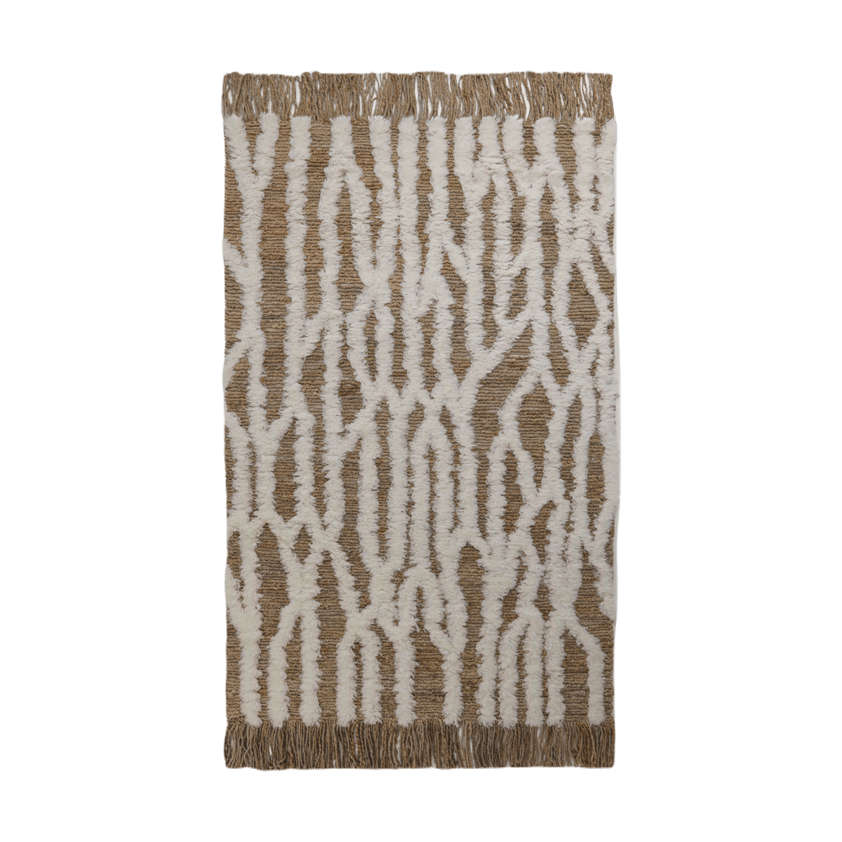 Tinted Wahl jute carpet 170x240 cm Brown-offwhite | Scandinavian Design | Fringe & Deep pile rugs | Brown