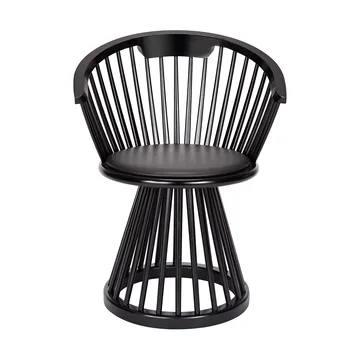 Fan chair upholstered seat - Black birch-black leather - Tom Dixon