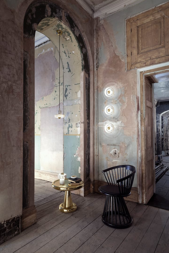 Fan chair upholstered seat, Black birch-black leather Tom Dixon