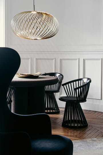 Fan chair upholstered seat - Black birch-black leather - Tom Dixon