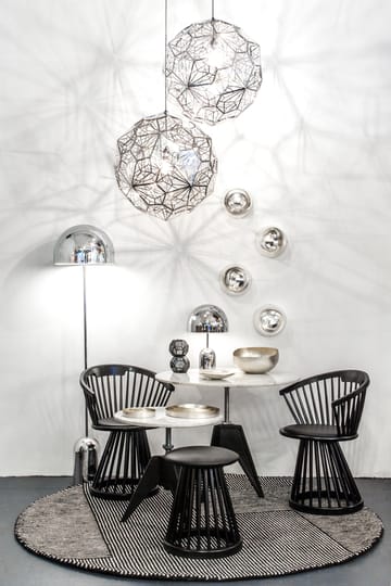 Fan chair upholstered seat - Black birch-black leather - Tom Dixon