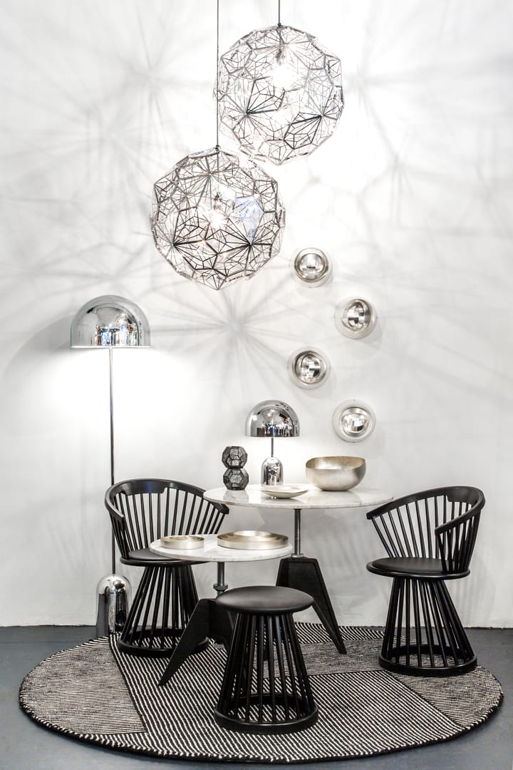 Fan chair upholstered seat, Black birch-black leather Tom Dixon