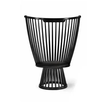 Fan lounge chair upholstered seat - Black ash-black leather - Tom Dixon