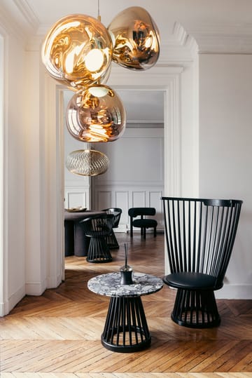 Fan lounge chair upholstered seat - Black ash-black leather - Tom Dixon