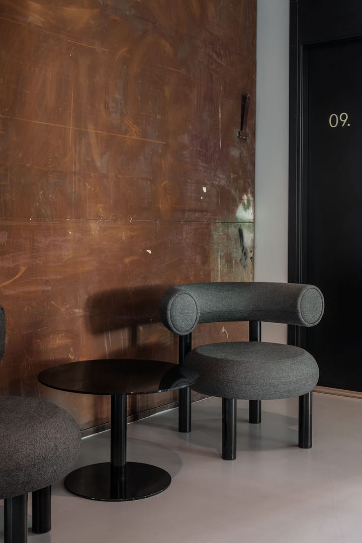 Flash round coffee table, Black-black stand Tom Dixon