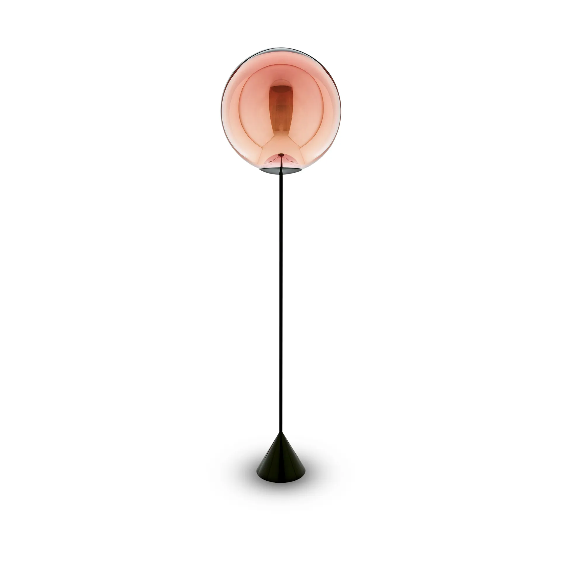 Globe Cone slim floor lamp LED 180 cm, Copper Tom Dixon