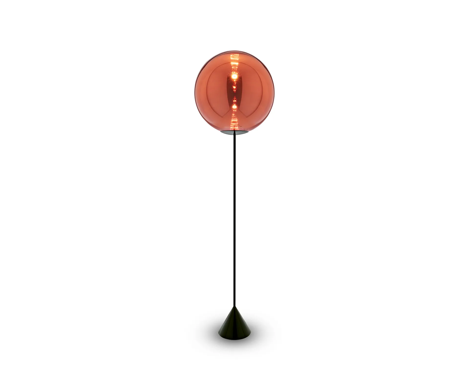 Globe Cone slim floor lamp LED 180 cm, Copper Tom Dixon