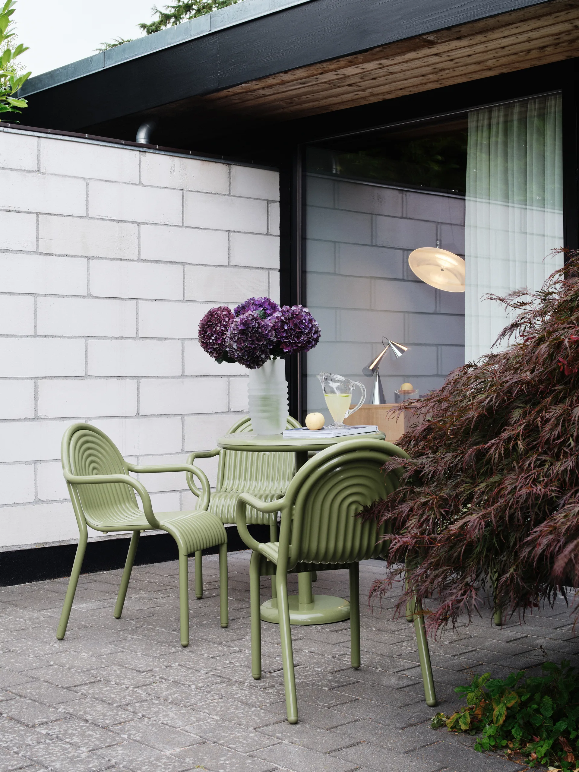 Groove café table round - Moss, Ø70 cm, Table top Tom Dixon