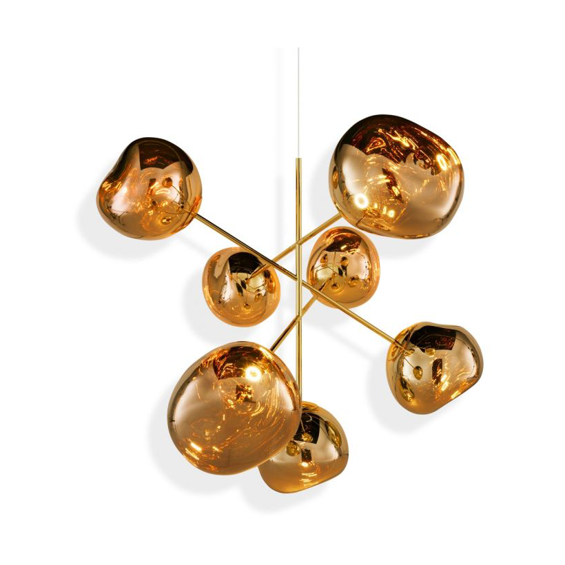Tom Dixon Melt Chandelier large LED 196 cm Gold | Scandinavian Design | Pendant lamps | Gold-coloured