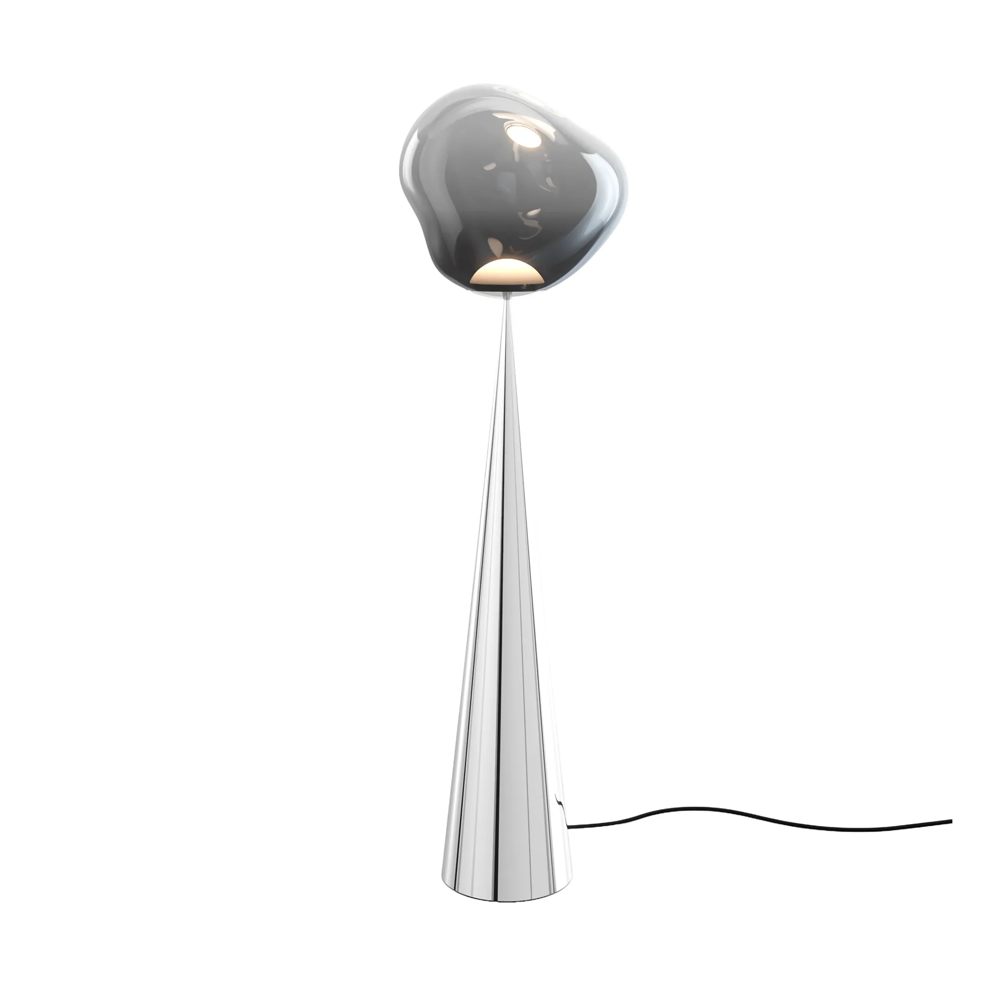 Melt Cone fat floor lamp LED 174,5 cm, Nickel-silver coloured Tom Dixon