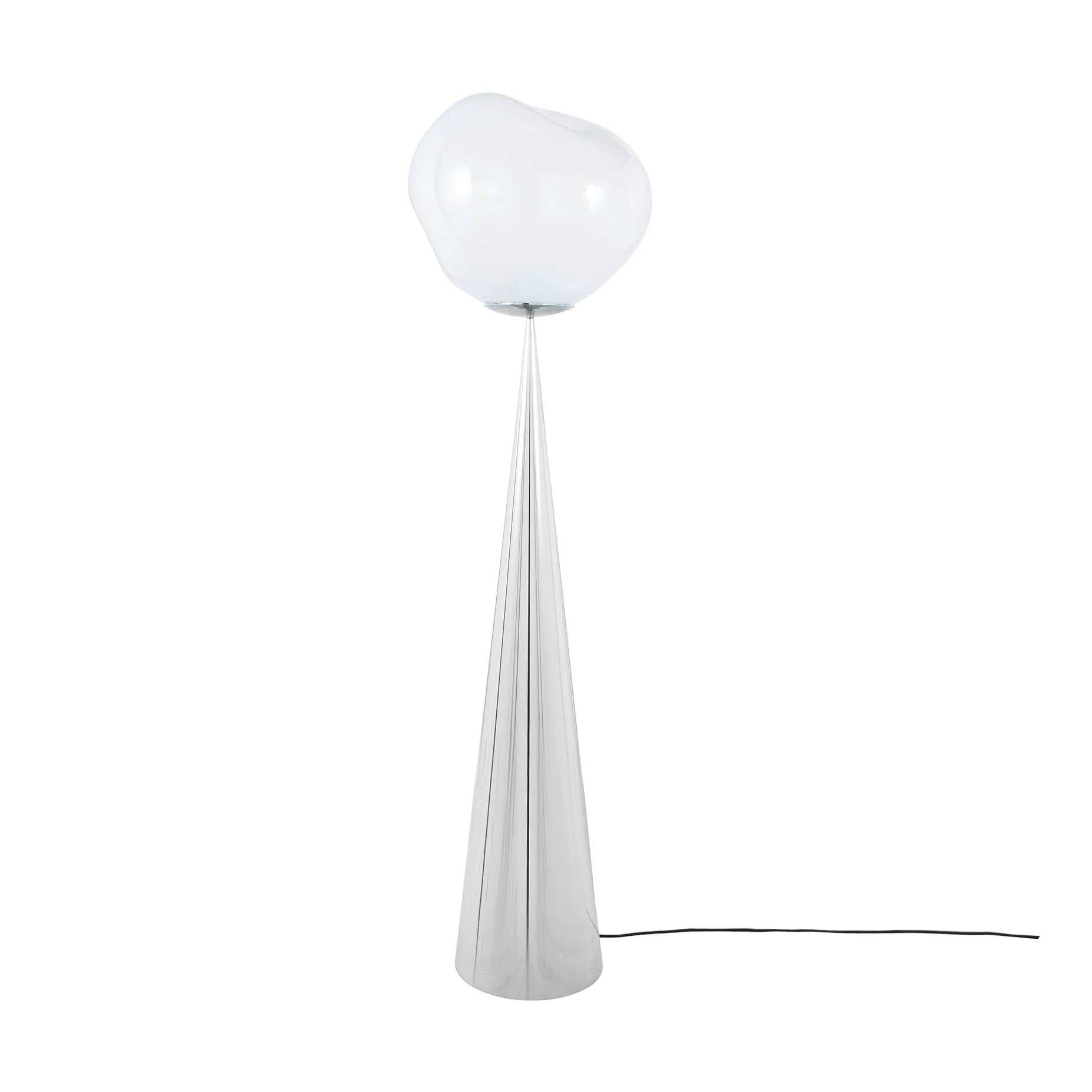 Melt Cone fat floor lamp LED 174,5 cm, Opal-silver Tom Dixon