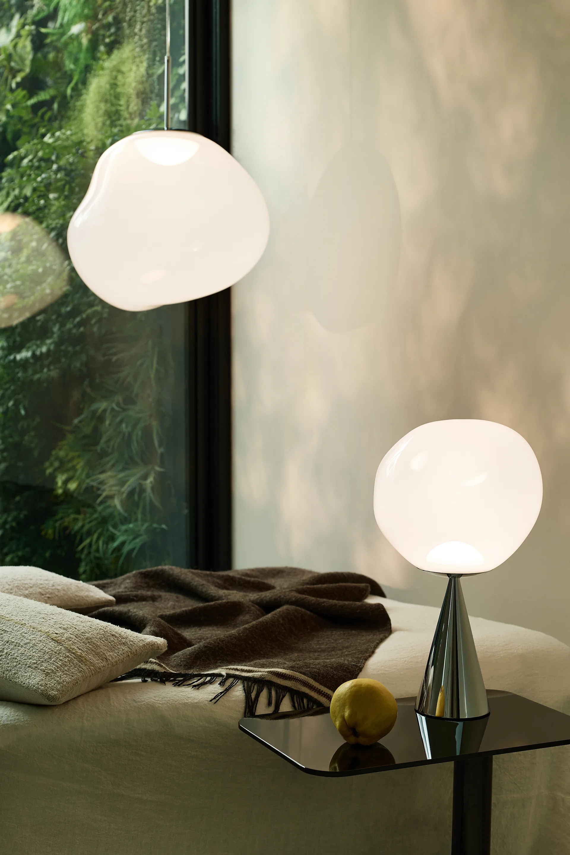 Melt pendant lamp LED, Opal-silver, medium 50x50 cm Tom Dixon