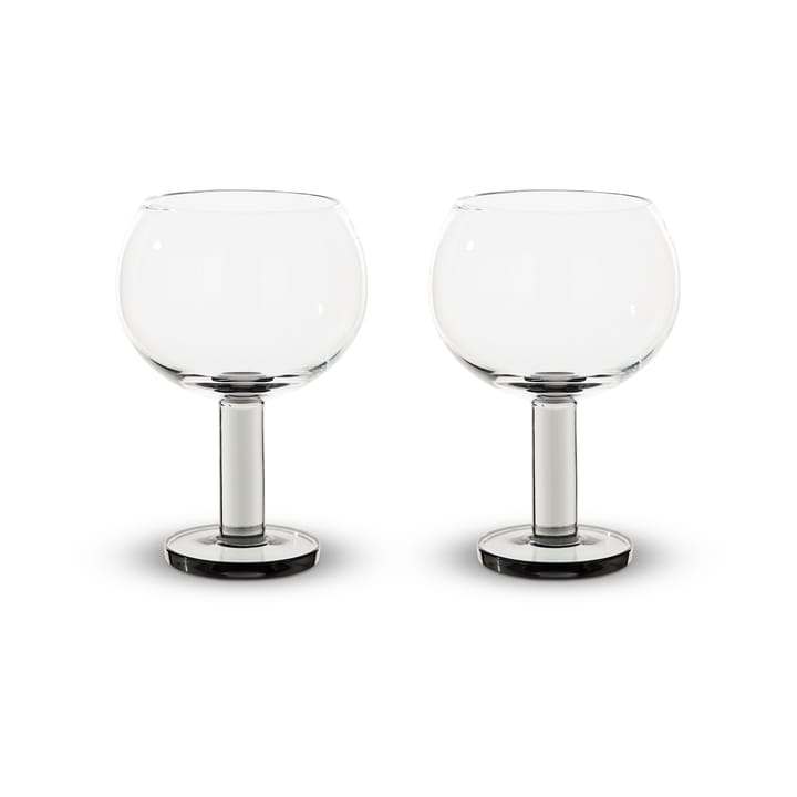 Puck Balloon glass on foot 45 cl 2-pack - Clear-smoke - Tom Dixon