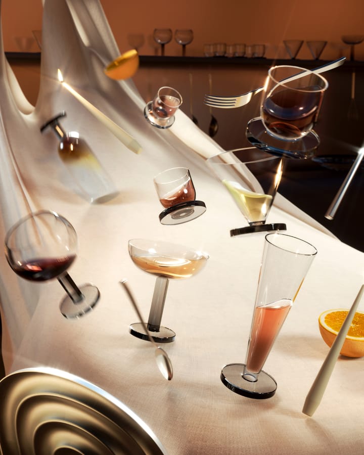 Puck Balloon glass on foot 45 cl 2-pack, Clear-smoke Tom Dixon