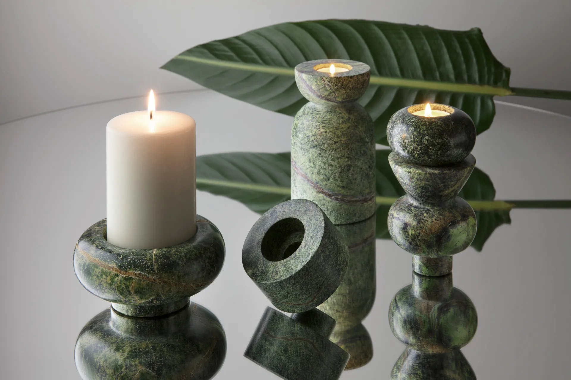 Rock candle sticks large, Green Tom Dixon