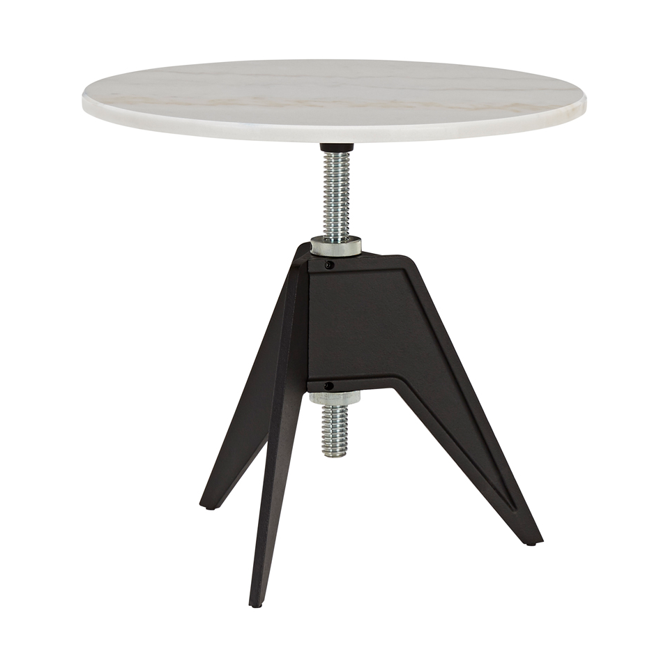 Tom Dixon Screw side table o60 cm White marble-cast iron