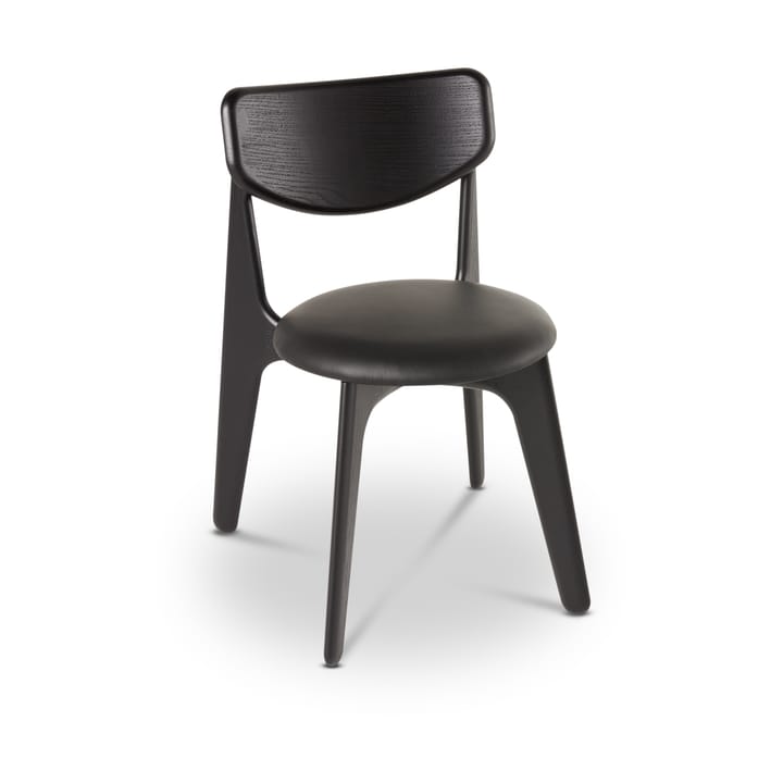 Slab dining chair upholstered seat - Black oak-black leather - Tom Dixon