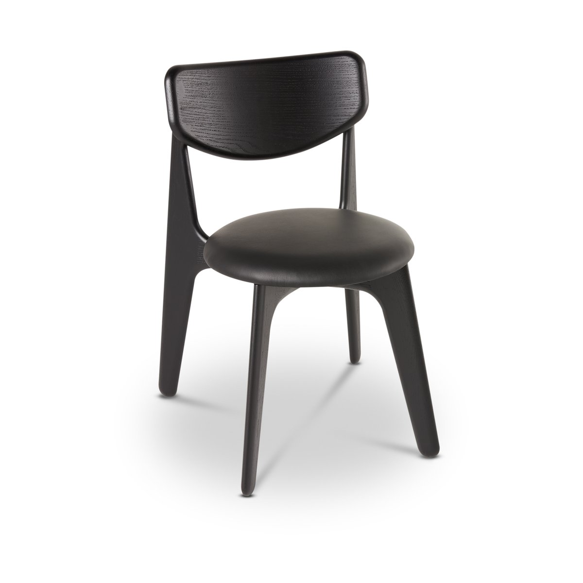 Tom Dixon Slab dining chair upholstered seat Black oak-black leather