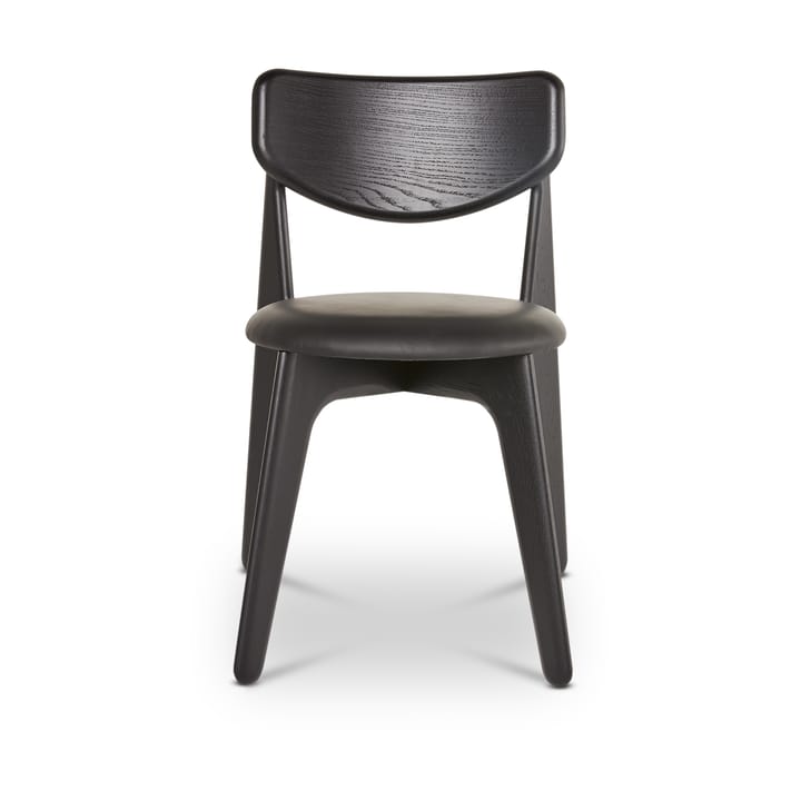 Slab dining chair upholstered seat, Black oak-black leather Tom Dixon