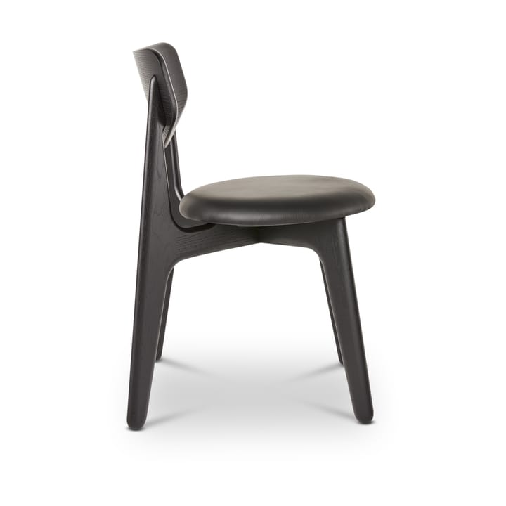 Slab dining chair upholstered seat, Black oak-black leather Tom Dixon
