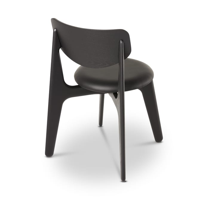 Slab dining chair upholstered seat, Black oak-black leather Tom Dixon
