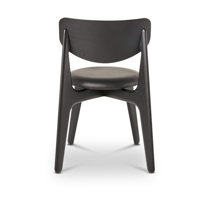 Slab dining chair upholstered seat, Black oak-black leather Tom Dixon