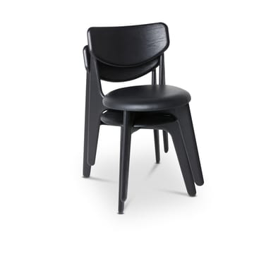 Slab dining chair upholstered seat - Black oak-black leather - Tom Dixon