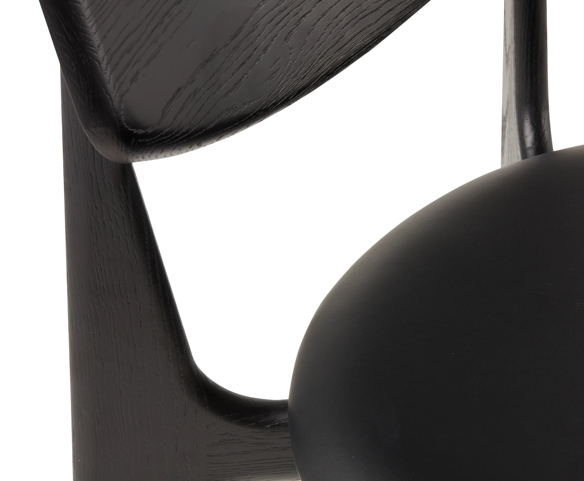 Slab dining chair upholstered seat, Black oak-black leather Tom Dixon